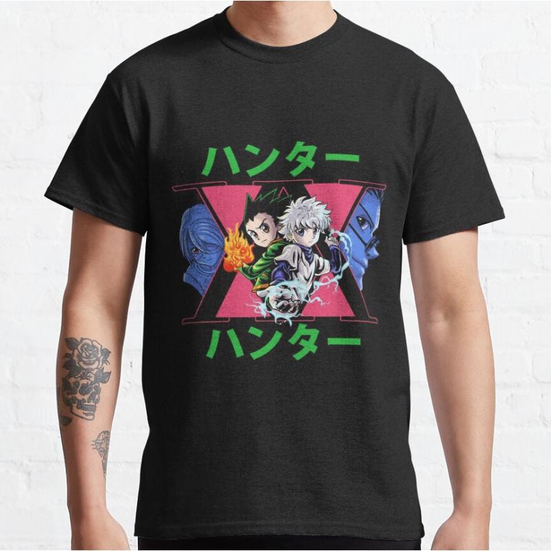 Hunters 90s retro Anime hunter x hunter manga Shortsleeve crewneck Tshirt for men large size Adult Tops S6xl