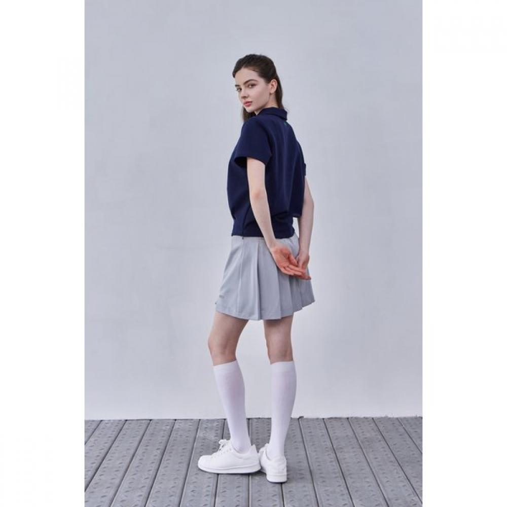 Goxo Gray Back Pleats Slit Skirt