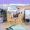 Moderner Minimalistischer Wandmontierter Zeitschriftenständer Aus Weide Mit Rattan Aufbewahrungskorb Für Die Heimorganisation