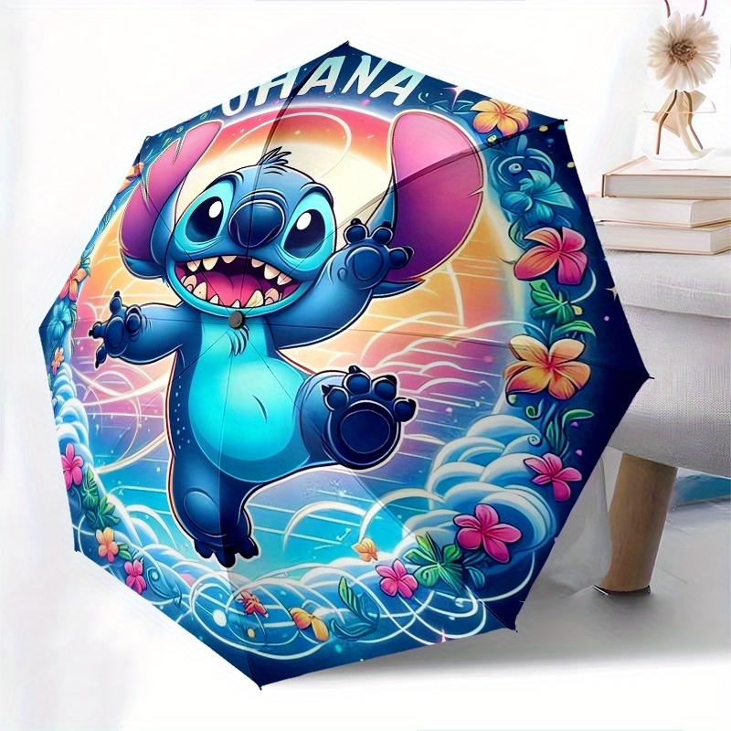 Stitch,Ohana Themed folding umbrella, the best choice for gift giving, 8 ribs, casual, durable, lightweight and portable travel umbrella, su
