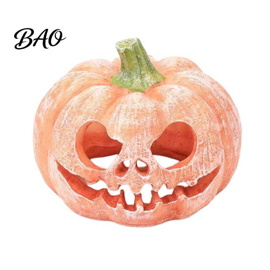 Terrarium Pumpkin Decor Aquarium Hideout, Halloween Fish Tank Decoration, Resin Jack-O-Lantern Decorations Hide Cave for Betta Shrimp Shelter