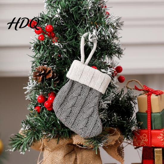 Festive Gift Packaging Accessories Christmas Tableware Holder Knitted Stockings Spoon Knife Fork Decorative Stocking Pendants Bag for Fireplace,