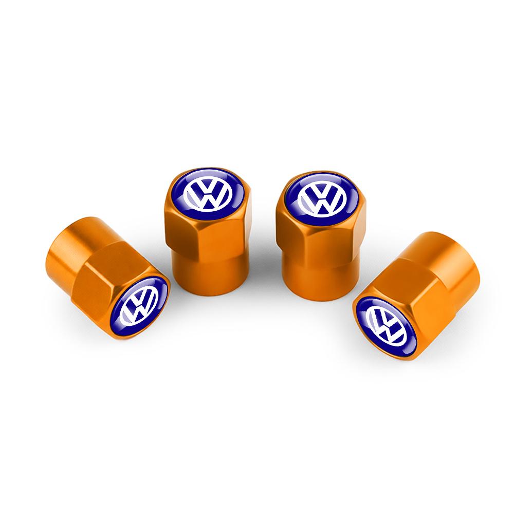 For Volkswagen 1J264Pcs 3D Metal Tire Valve Caps Car Tyre Air Stems Cover for Volkswagen VW R Line R32 Touareg Passat Polo 4 Motion MTM Blue Motion