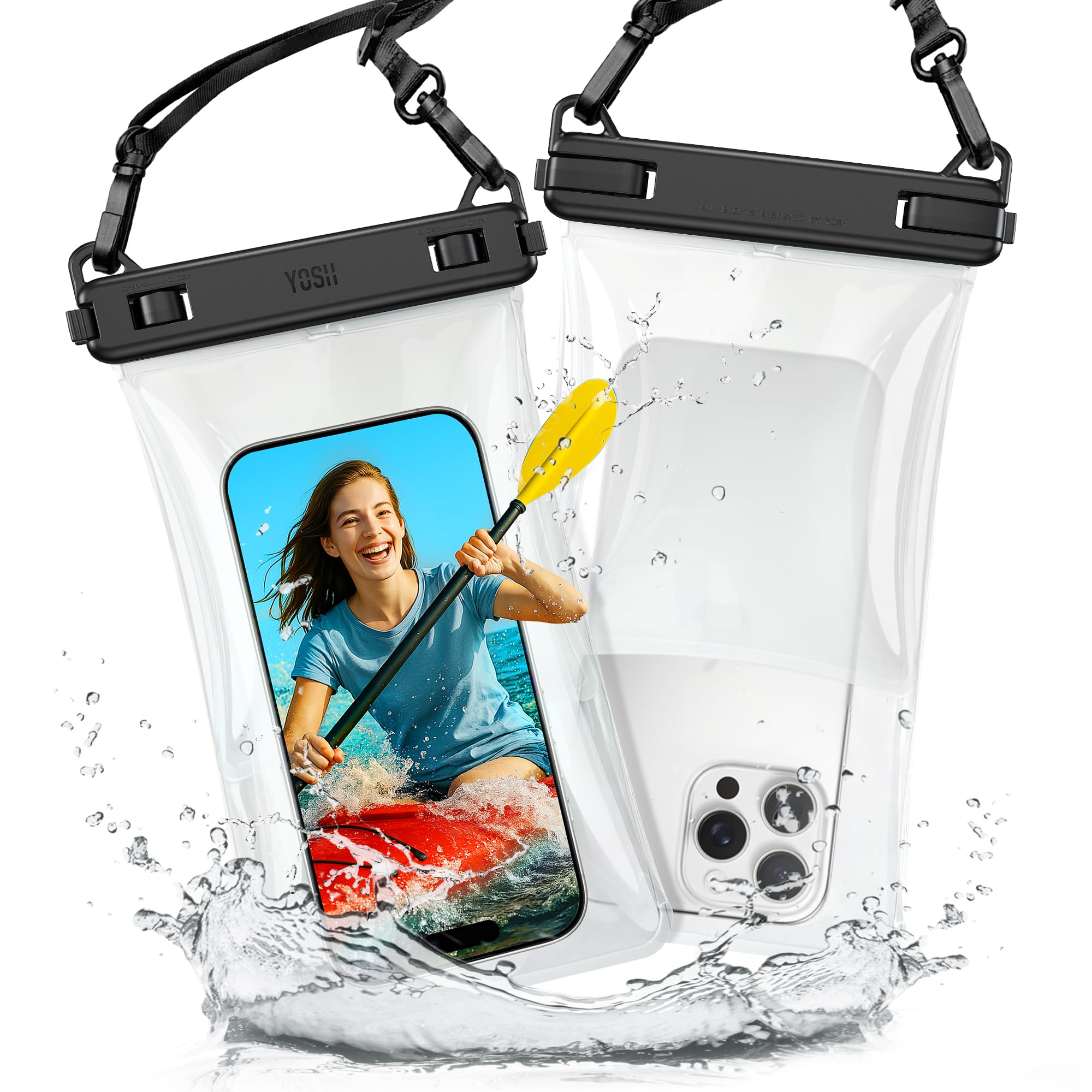 

YOSH Водонепроницаемый смартфон Плавающий Совместимый с iPhone 16 Pro S25 IPX8 с интегрированным дизайном для легкого нажатия кнопок полностью прозрачный для идеального