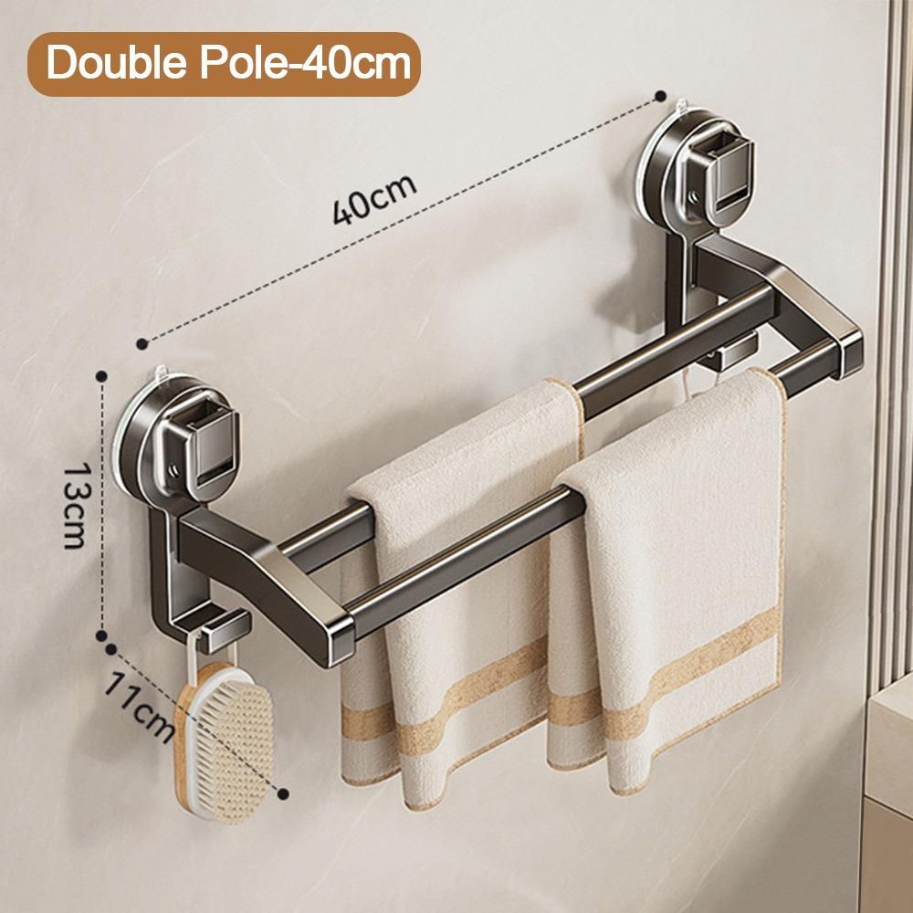 Aluminum Towel Rack 30CM/40CM Suction Cup Towel Storage Hanger Wall Mounted Strong Load-bearing Bathroom Organizer