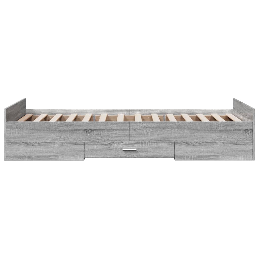 Bed Frame with Drawers Gray Sonoma 75 x 190 cm Engineered Wood