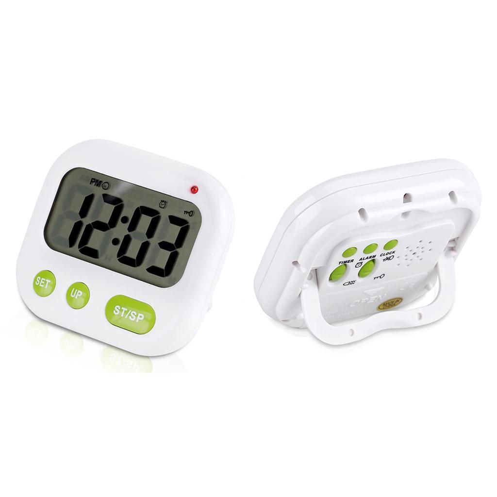 J-ouuo Under-the-Pillow Vibrating Alarm Clock, Music/Vibration Digital LCD Alarm Clock with Backlight, Electronic Kitchen Timer
