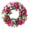 19.7 Inch Tulip Wreath for Front Door Spring Wreath Artificial Tulip Flowers Mothers Day for Outside Indoor Window Wall