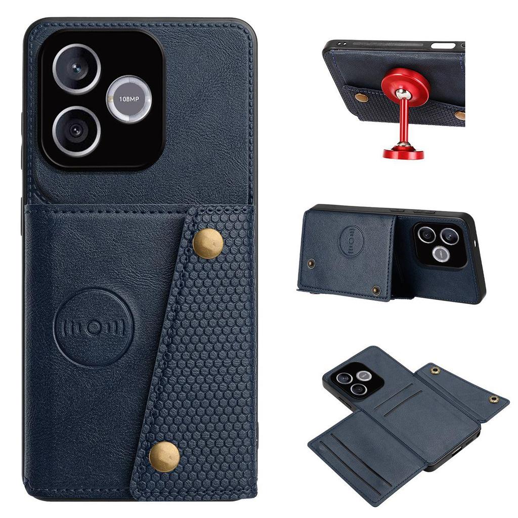 PU Leather Wallet Phone Case for HONOR 600 Lite Multiple Card Slots Dual Metal Button Closure Shockproof Full‑Body Protective Cover