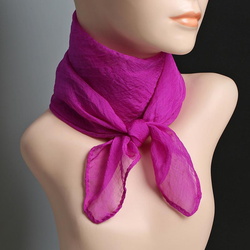 New Silk Handkerchief Silk Scarves Spring And Summer Ladies With A Small Scarf Pure Color Scarf 70*70Cm