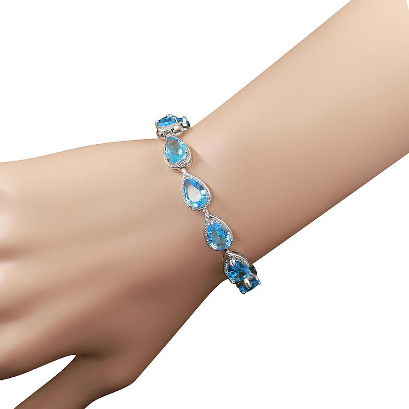 Bracciale In Argento 925 Con Zaffiro E Zircone – Perline 3 Mm – Lunghezza Regolabile 18-22 Cm – Gioiello Regalo Per Donna - 3