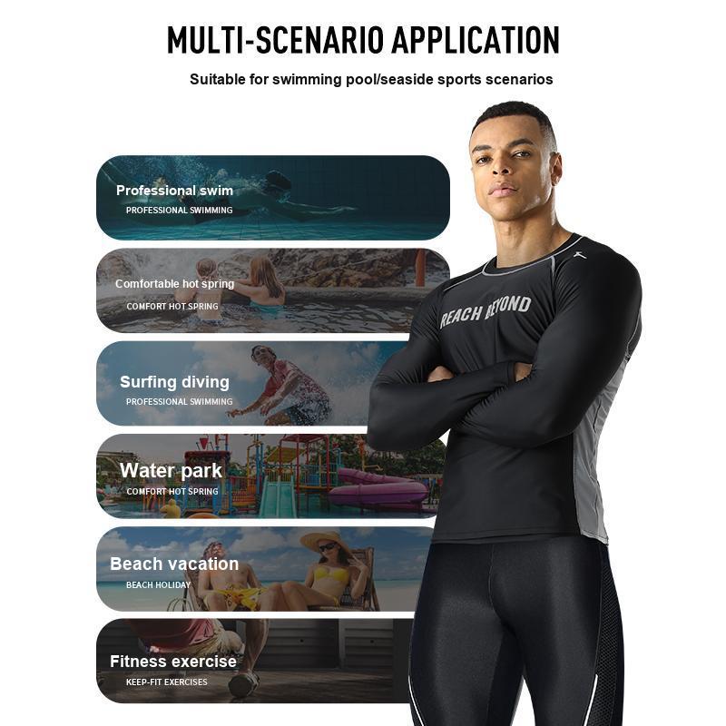 Mizuno Langarm Schwimm Sport T-Shirt Schnelltrocknend Atmungsaktiv Chlorbeständig Sonnenschutz Thermalbad Surfanzug Herren Oberteile Schwarz N2CA2102