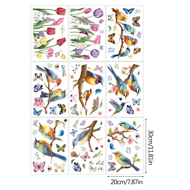 Spring Window Clings Stickers Spring Flower Bird Double Side Window Decals Spring Schools Home Offices Party Supplies