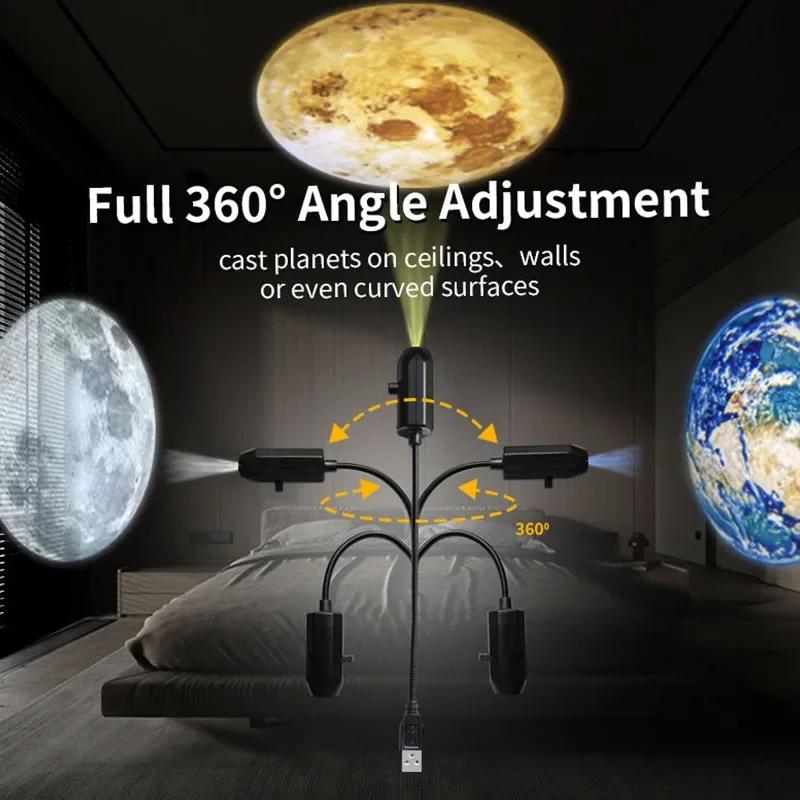 Christmas Deer Snowflake Switchable Pattern Projection Lamp USB Ambiance Night Light 360° Rotate for ChristmasGift Ceiling Decor