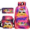 Cartoon Teacup Head Cuphead Student School Bag Backpack Three-piece Set Children's Shoulder Bag Pencil Bag