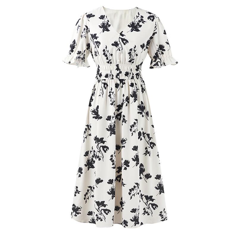 Qiu Shui Yi Ren Women's Puff Sleeve Commuter Dress