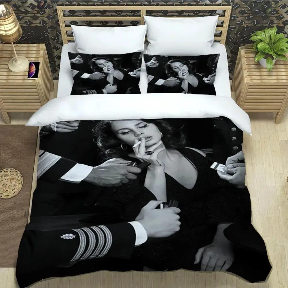 3D Lana Del Rey Bedwäsche-Sets Exquisites Bettwaren-Set Bettbezug Bettdecke Set Bettwäsche-Set Luxuriöses Geburtstagsgeschenk