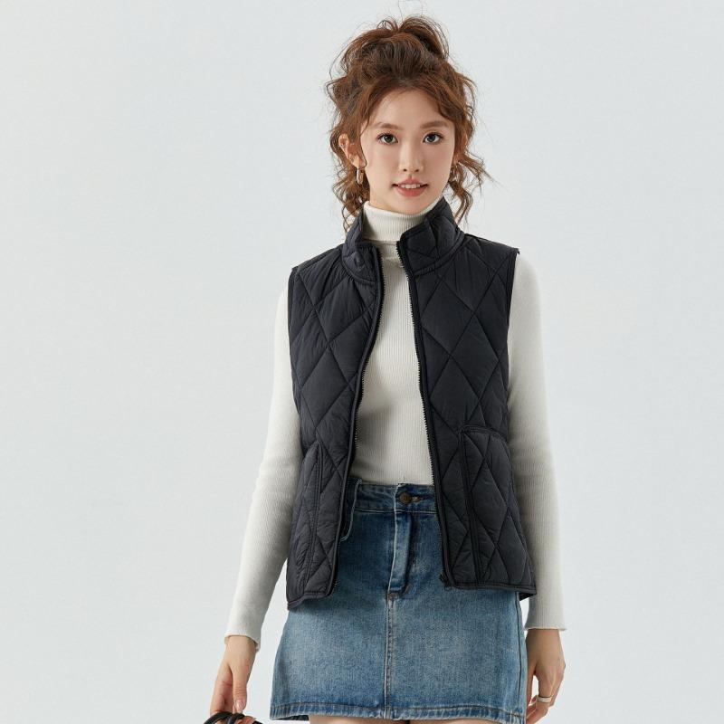 Women's Spring and Autumn Short Student Casual Vest Light Practical Pocket Comfortable Women's Zipper Vest