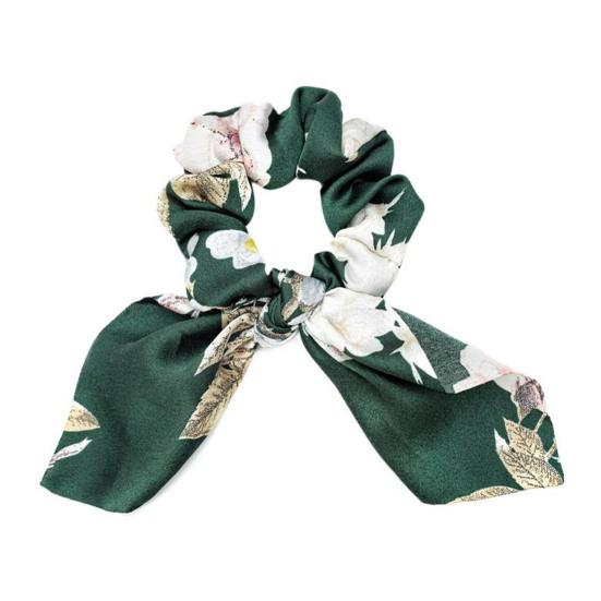 Hair Tie Floral Print Bunny Ear Design Hair Rope High Elasticity No Damage Bun Half-Tied Hairstyles Ponytail Holder Hair Accessory