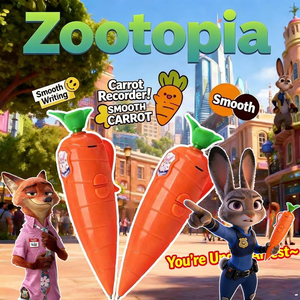 1/2/5Pcs Zootopia Carrot Voice Recorder Pen Cartoon Creativity Kid Ballpoint Pen That Can Be Recorded Multi Functional Pens Gift