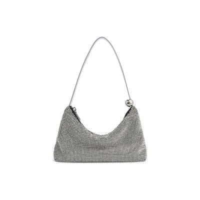 Charles & Keith Full Rhinestone Underarm Dumpling Bag PU Mixed Artificial Crystal Shoulder Bag Small Women Bags Silver Pink CK2-20681157