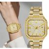 Luxury Full Diamond Watch Men Sparkling Rhinestone Dial Stainless Steel Bracelet Women Elegant Bling Dress Watch