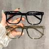 Korean Retro Black Frame Myopia Glasses for Women Trendy Unisex Square Large Frame Glasses Anti Blue Light Near Sight Eyewear