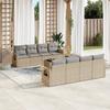 Vidaxl 9-Cz. Garden Furniture Set With Cushions, Beige, Poly Rattan
