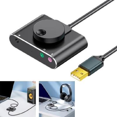 USB Sound Card with Volumes Control USB To 3.5mm Adapter Stereo External Sound Card for PC Laptop Desktop Headsets