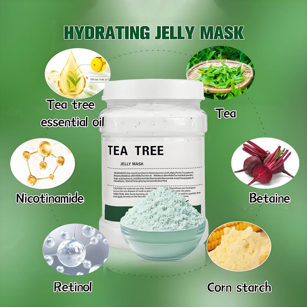Tea Tree Jelly Facial Mask, 11-ounce jar - suitable for all skin types and containing tea tree extract for use in beauty salons.