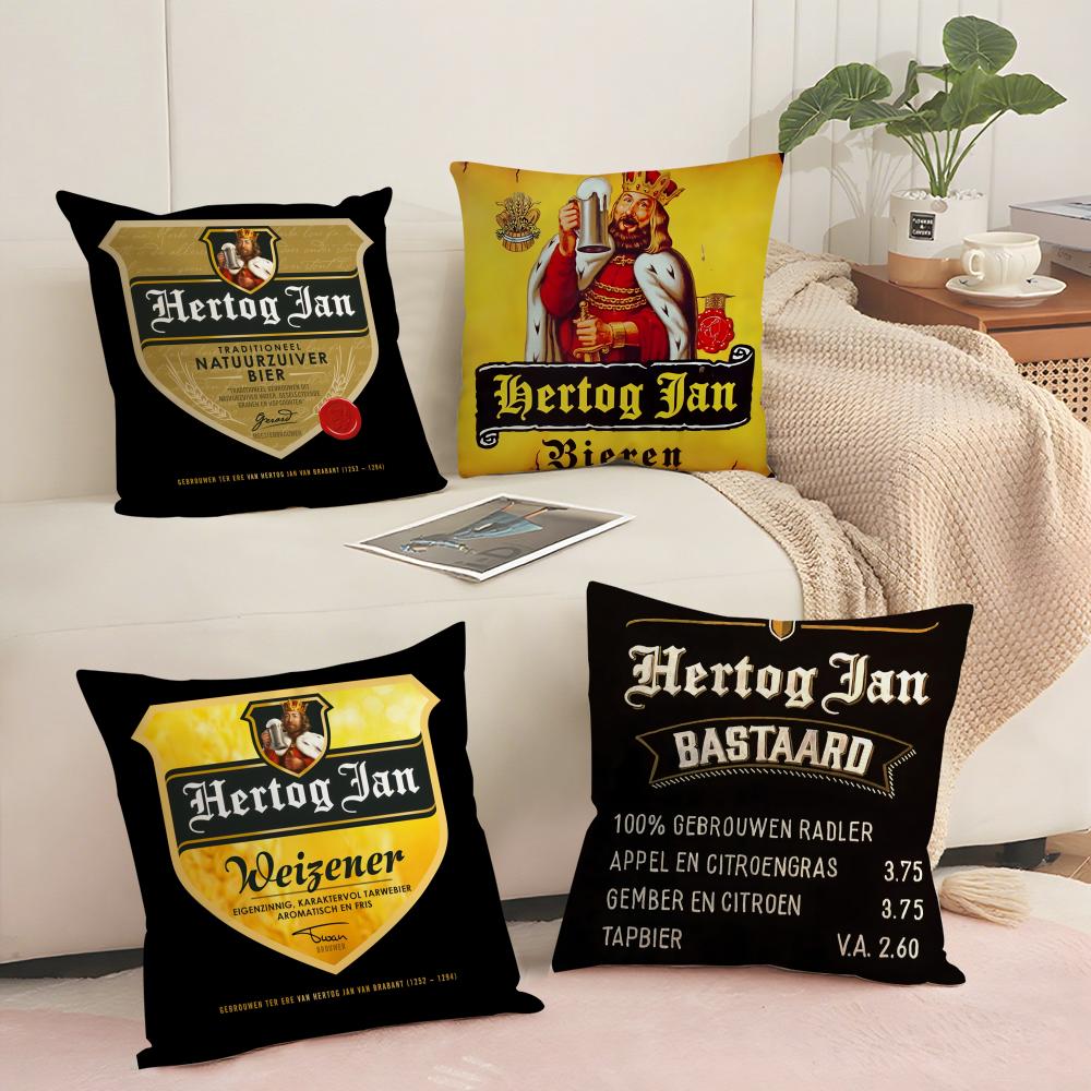 HHERTOG JANS Cushion Cover Short Plush Doublesided Print Square Throw Pillow Covers Sofa Home Cushion Decor