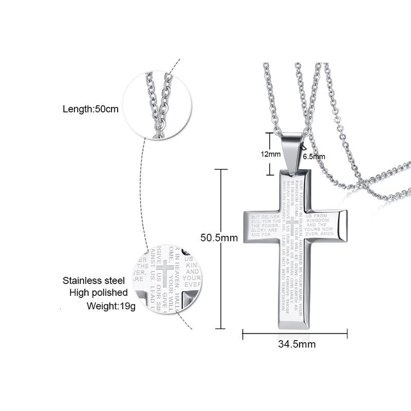 Classic Men Cross Pendant Necklace For Male Stainless Steel Necklace Statement Cruz Jewelry 24" Link Chain