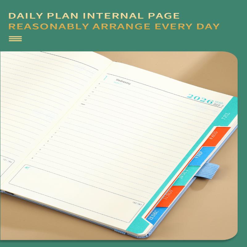 High-Quality 2026 Planner Notebook Daily Weekly Monthly Calendar Planner A5 Size With Faux Leather Cover For Business Student