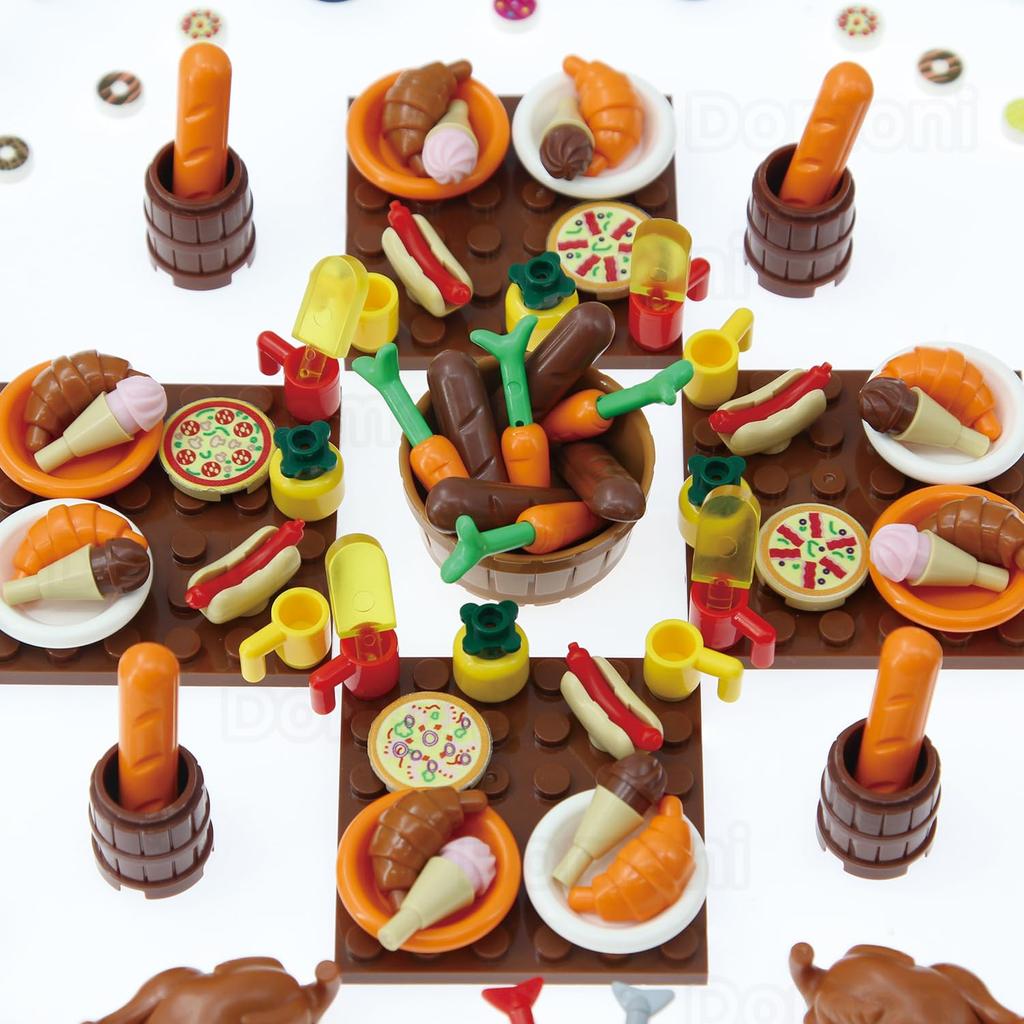Creative City Food Building Blocks Set Shopping Vegetables Compatible with Major Brands Perfect for Kids Party Favors and Educational Toys Pizza,