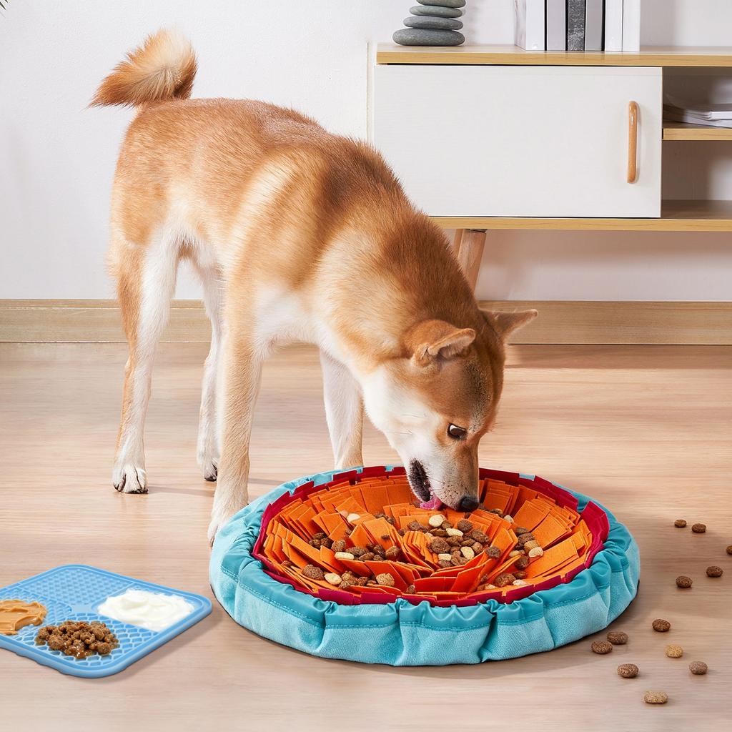 Dog Snuffle Mat Pet with Lick Mat Slow Feeder Interactive Toys to Keep Pets Busy and Reduce Anxiety