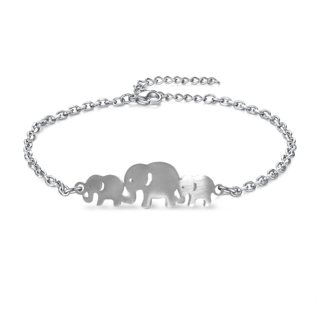 Stainless Steel Elephant Bracelet, Heart-Shaped Elephant Pendant, Adjustable Chain, Unisex, Suitable For Everyday Wear.