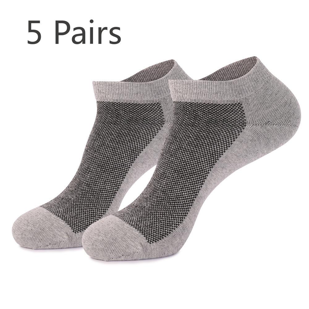 

5 пар мужских коротких носков-лодочек из чистого хлопка, впитывающих пот, дышащих, невидимых, весна-лето 5 Pairs серый