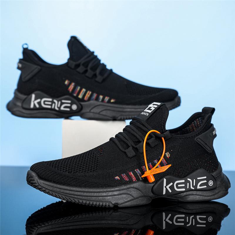 2024 Men's Sneakers Fashion Knitted Fabric Sports Shoes Male Breathable Mesh Casual Shoes Outdoor Trainers Fitness Running Shoes