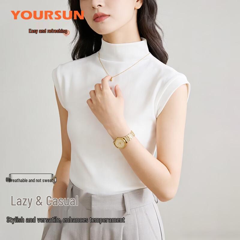 Women s Semi-High Collar Sleeveless Knit Top M