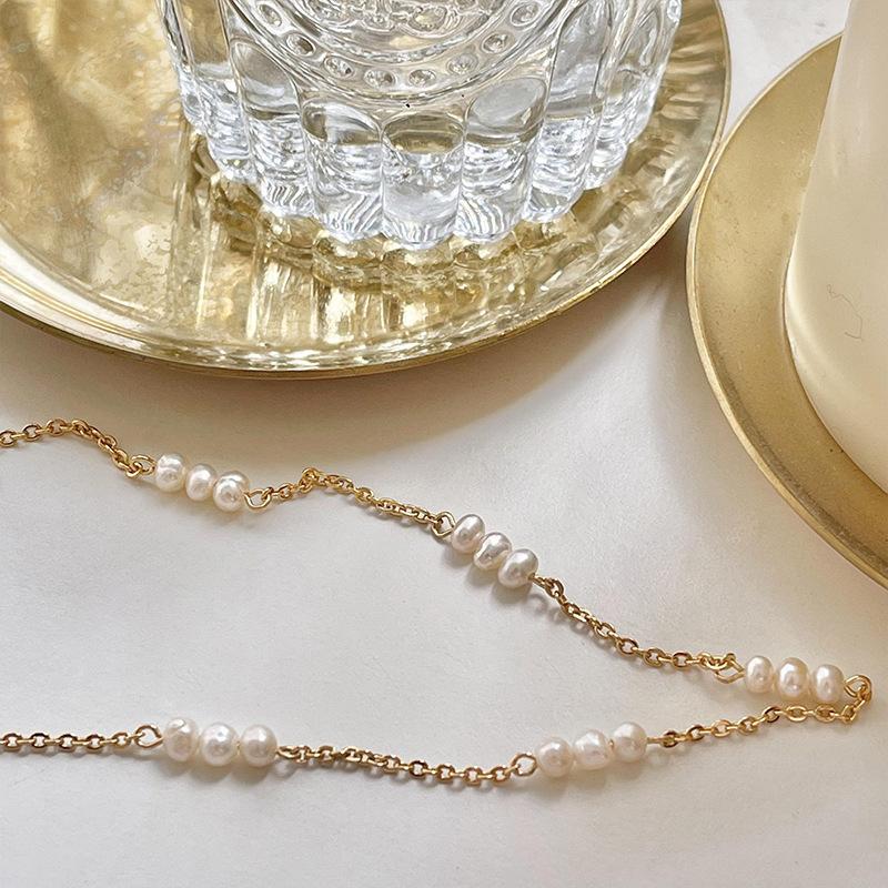 18K Gold-Plated Freshwater Pearl Necklace - Stylish Titanium Steel Clavicle Chain