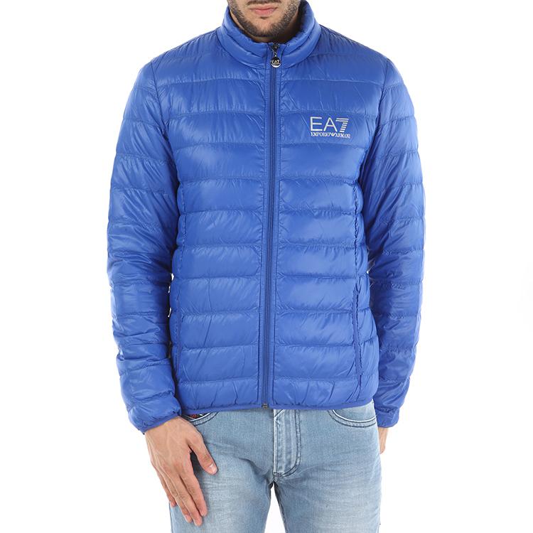 Emporio Armani EA7 Letter Print Warm Stand Collar Zipper Lightweight Long Sleeve Down Jacket Men Jackets Blue 8NPB01-PN29Z-1598