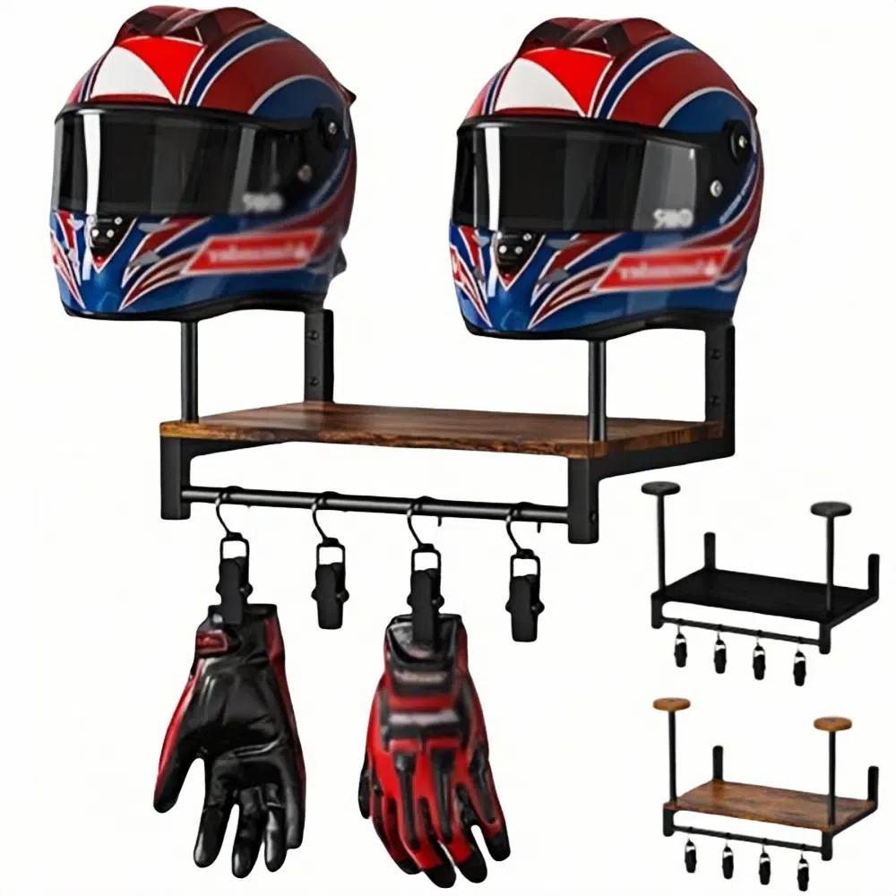 With Hooks Helmet Display Stand Wall Mount Cycling Equipment Holder  Sports Gear Accessories