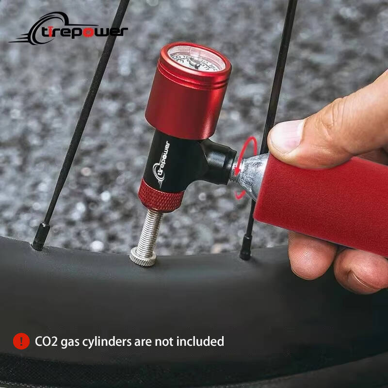 Tirepower Mini Portable CO2 Cartridge Inflator With Clear Pressure Gauge MTB Road Bike Schrader Presta Aluminum Alloy C02 Pump