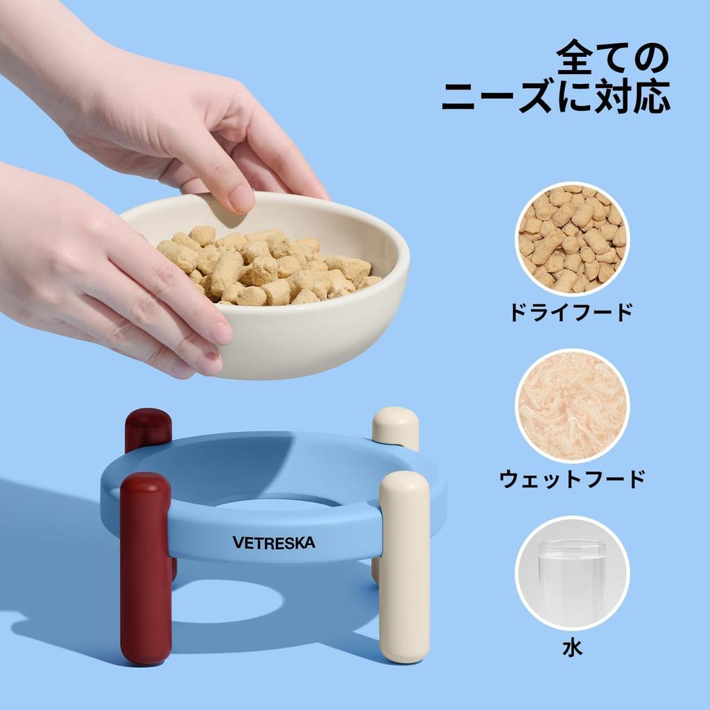 VETRESKA Dog Water Dish Pet Bowl Water Drinker Dog Water Drinker Misty Mellow Stand Dog Cat Dish Ceramic Pet Water Drinker with Mat Dog Feeder Dog