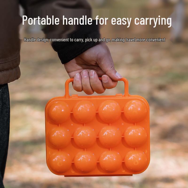 Outdoor Shockproof 12-Grid Egg Storage Box - Portable Egg Tray for Camping and Home