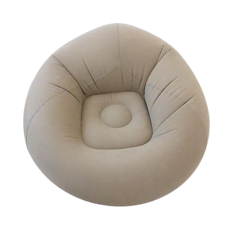 Foldable Flocked Inflatable Spherical Lounge Chair Set, Portable Air Sofa with Matching Inflatable Foot Stool for Indoor Home & Outdoor Camping Use