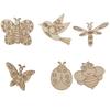 50pcs Wooden Embellishments Butterfly Bee Flower Leaf Squirrel Slices Discs Unfinished Cutouts Wood Ornaments for Crafts DIY