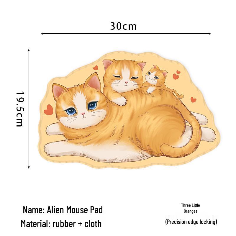 Cute Cat Cartoon Mouse Pad - Small, Irregular, Non-slip, Lock Edge for Office or Computer Desk