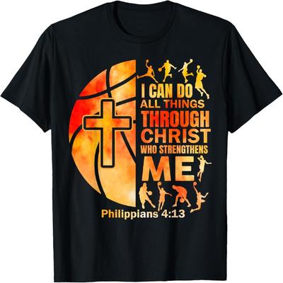 Christian Basketball Men Boys Player Team Religious Graphic T-Shirt