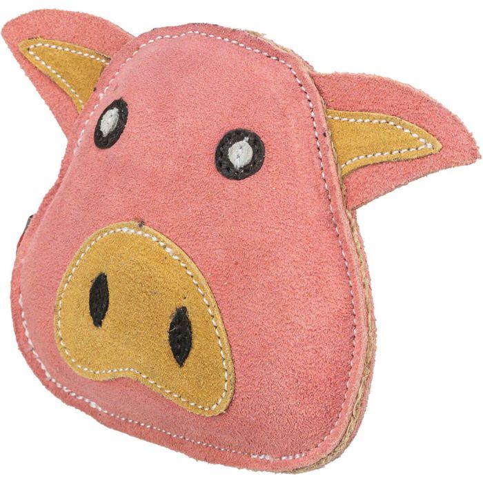 Jouet peluche - TRIXIE - Cochon en cuir - Rose - Durable - Confortable